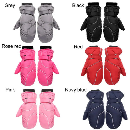Guantes de esquí ajustables para niños – Guantes para nieve con forro de terciopelo (5–9 años)