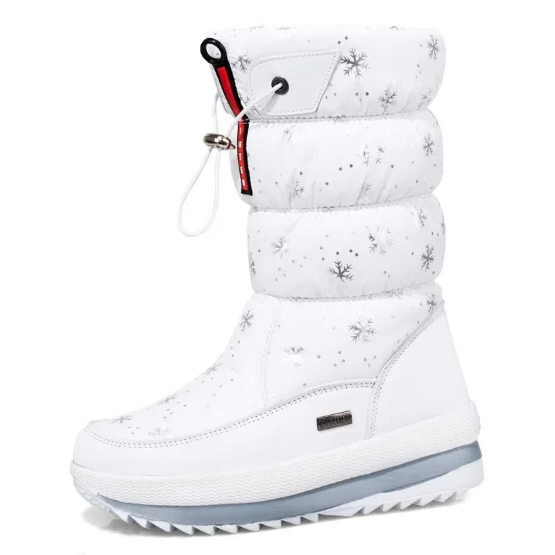Women's Platform Snow Boots – Plush-Lined Mid-Calf Winter Boots with Side Zip