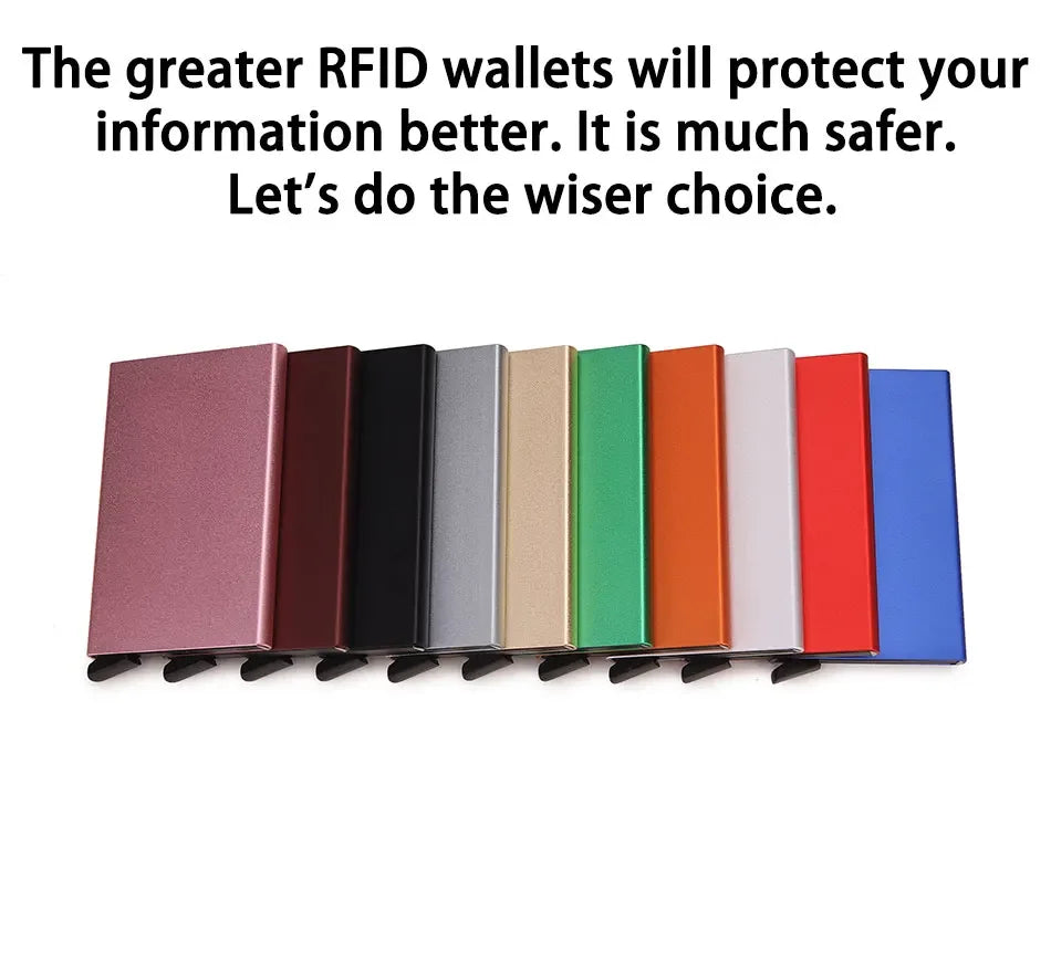 Slim Metal RFID Card Holder – Pop-Up Minimalist Wallet for Men & Women
