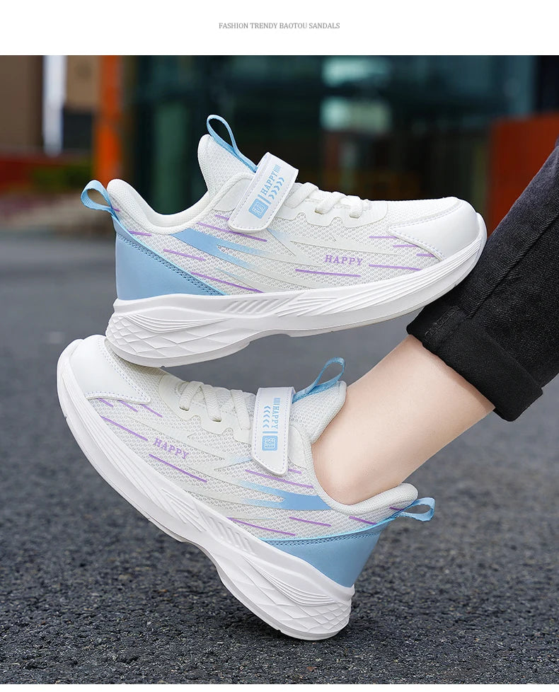 Cute Girls Casual Shoes White Mesh Sneakers Student Kids Summer Sock Footwear Fashion Children Sport Shoes Tenis Running Autumn