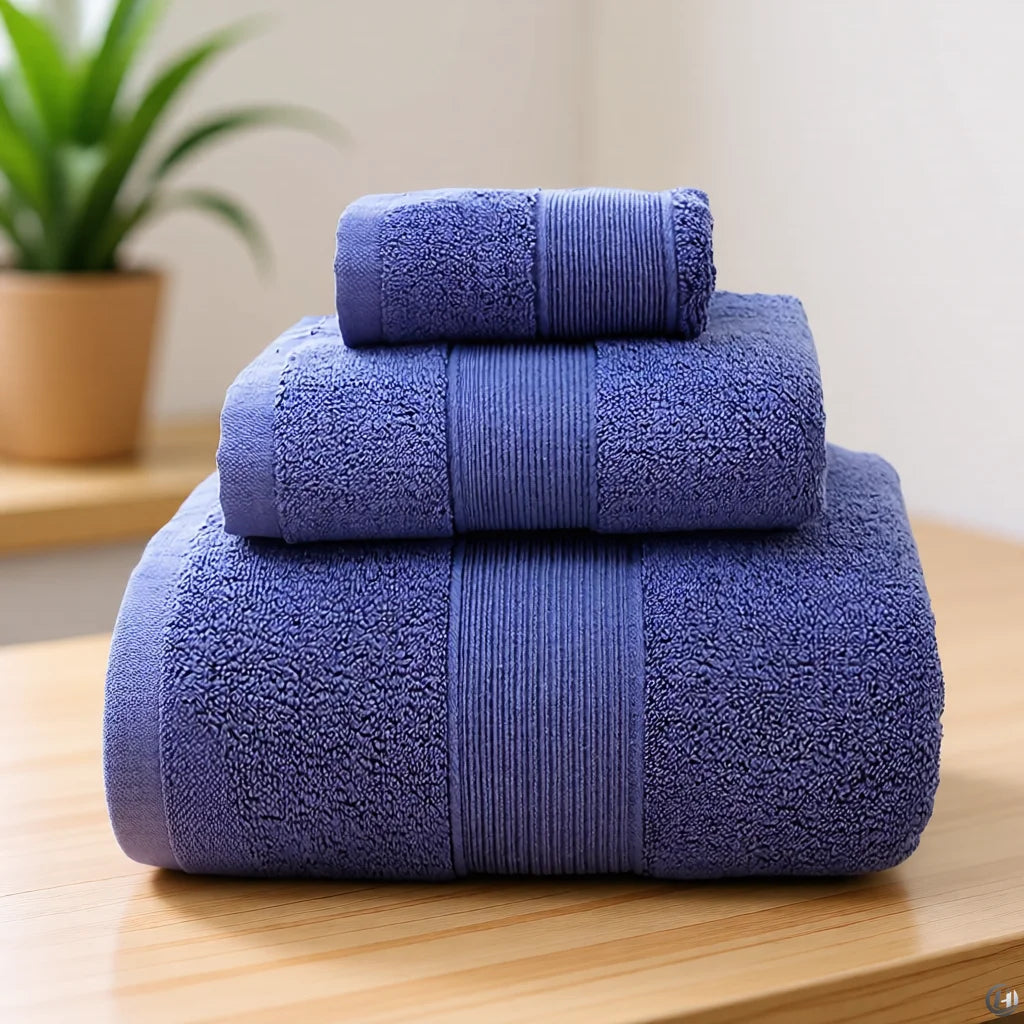 600 GSM Cotton Towel Set – 3 Pieces, Zero-Twist & Fluffy