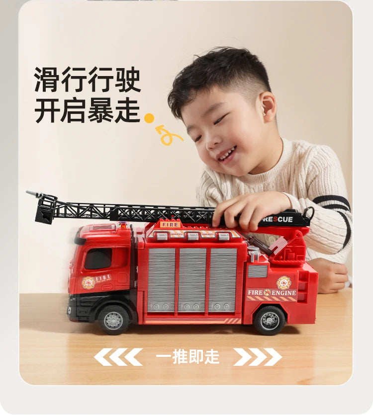 Alloy Fire Truck Toy with Extending Ladder – Transforming Rescue Truck
