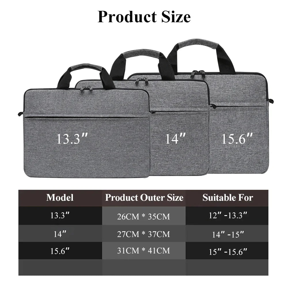 Water-Repellent Laptop Carry Case 13"-15" - Tablet Bag with Shoulder Strap