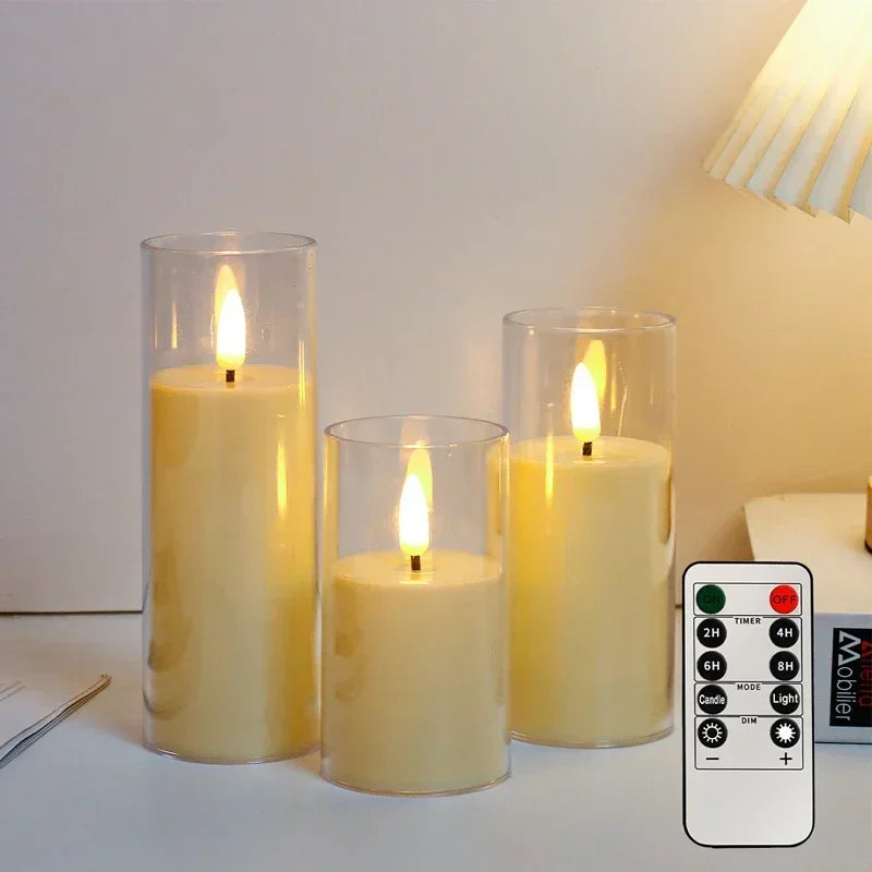 Flickering LED Flameless Candles – Real-Look Acrylic Set with Remote & Timer