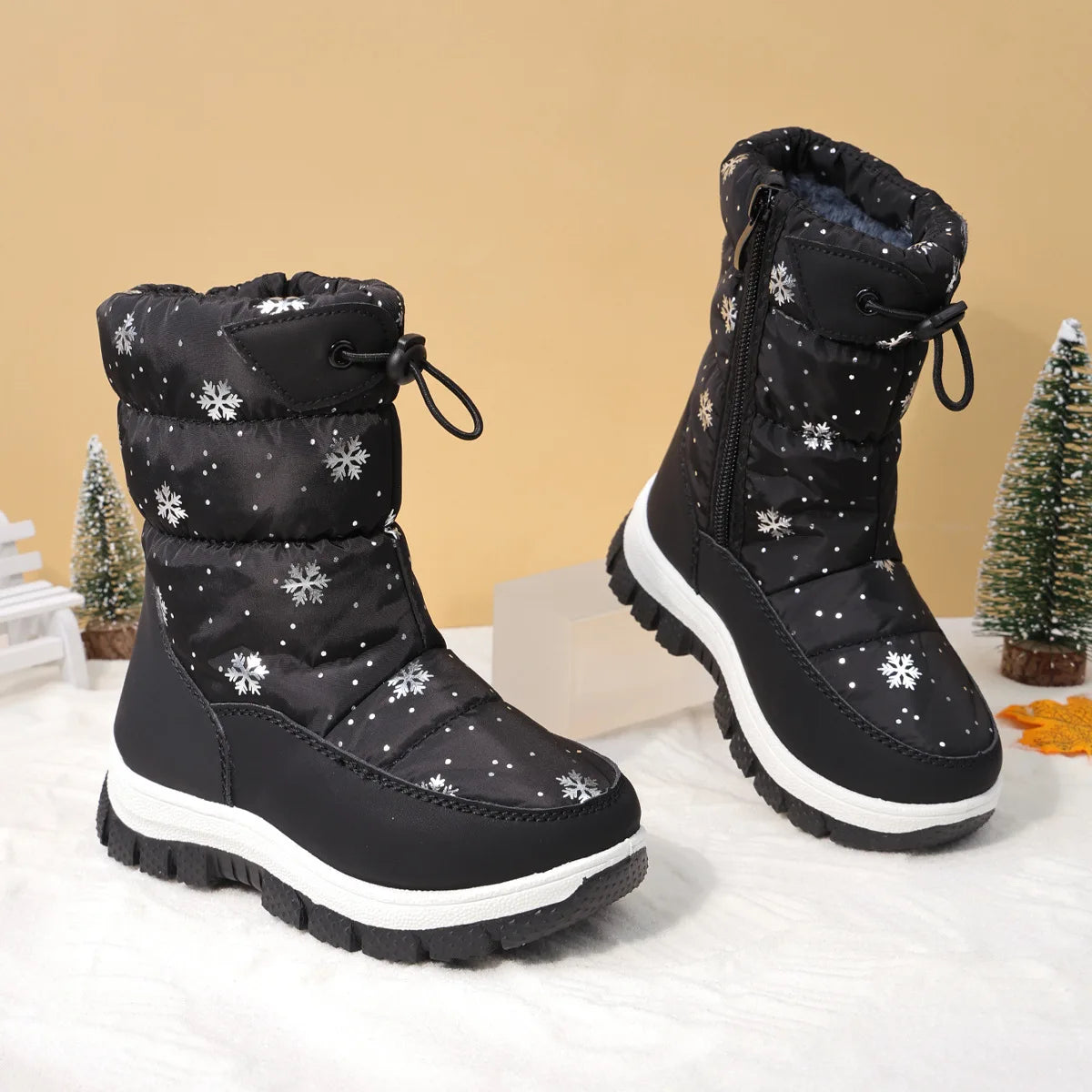 Kids' Plush-Lined Side-Zip Winter Ankle Boots