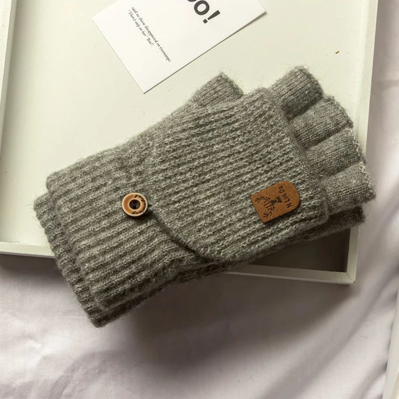 Knit Half-Finger Gloves – Unisex Winter Fingerless Gloves, 4 Colours