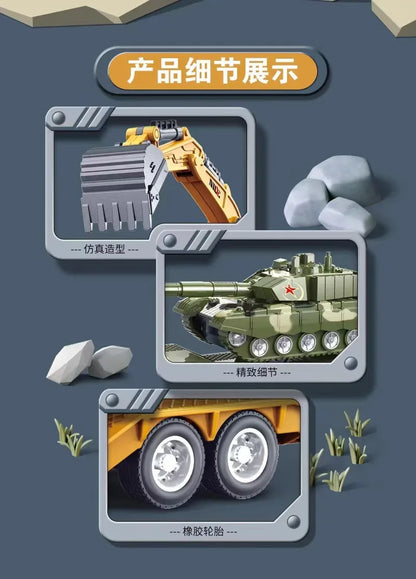 Car Carrier Truck with Construction Vehicles – Friction Toy Set