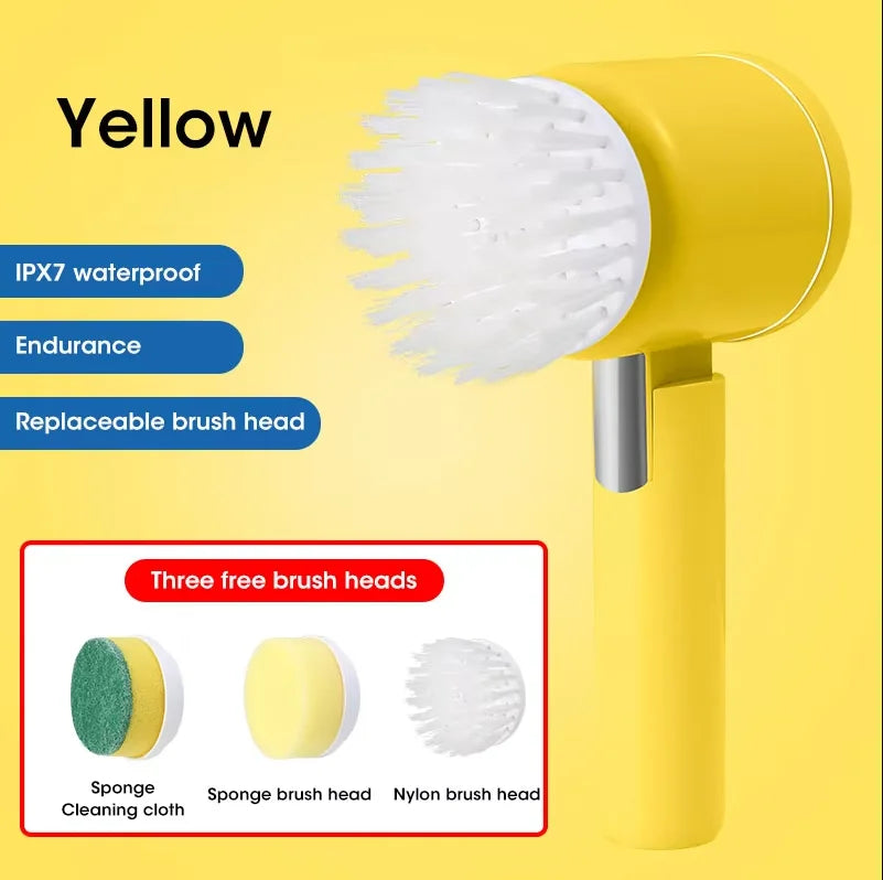 Electric Spin Scrubber – Cordless Rechargeable Cleaning Brush with Replaceable Heads