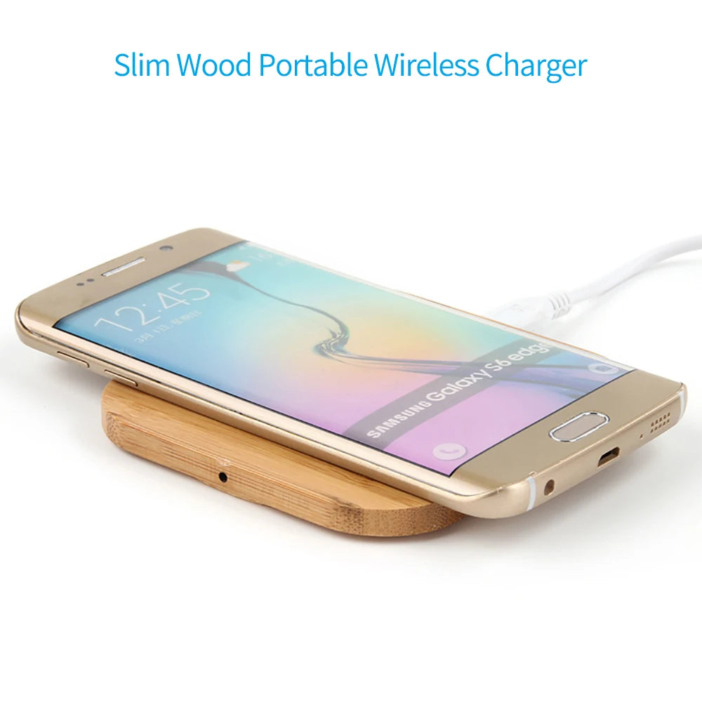 Wood-Style 5W Wireless Charging Pad for Phones