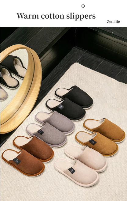 Men's Plush Winter Slippers – Warm Non-Slip House Shoes