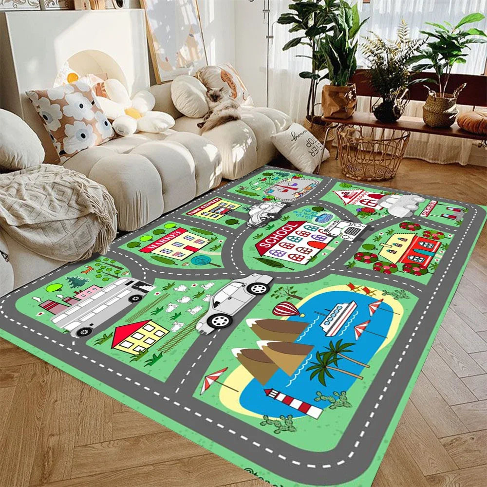 City Road Play Mat for Kids – Non-Slip Car Track Rug, 3 Sizes
