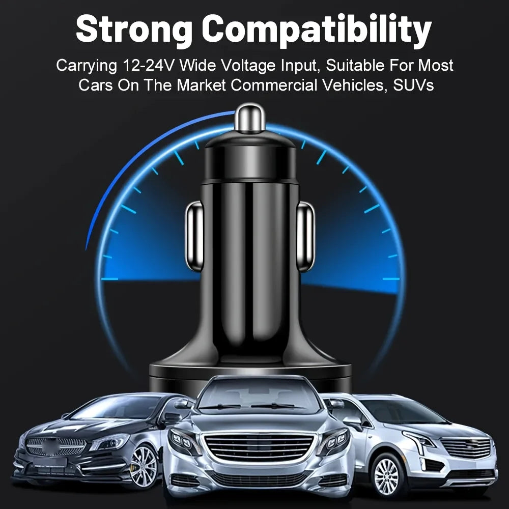 Fast-Charging Car USB Adapter with Voltage Display