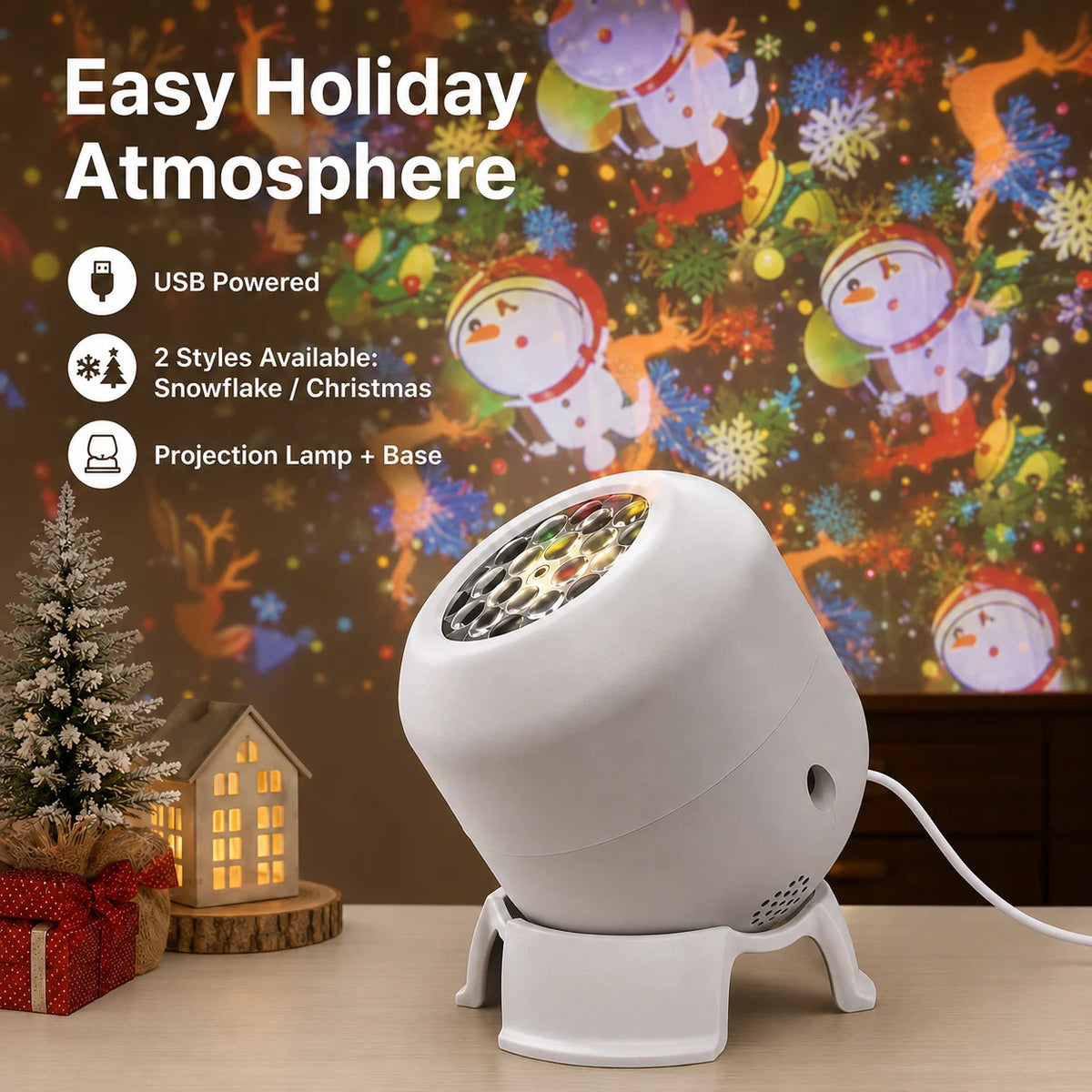 360° Rotating Ocean Wave Projector – Snowflake, Christmas & Ocean Themes