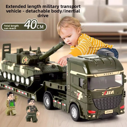 Car Carrier Truck with Construction Vehicles – Friction Toy Set