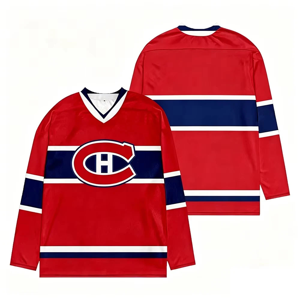 Montreal Canadiens Youth Hockey Jersey | V-Neck Long Sleeve Kids Fan Cosplay Top