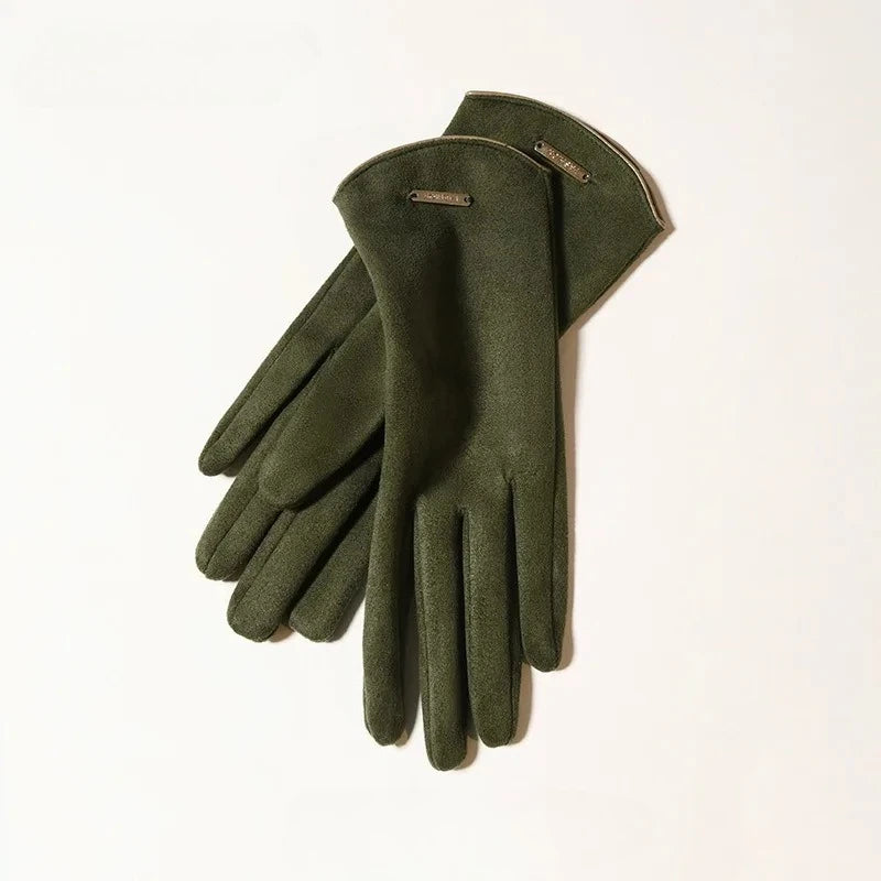 Women's Windproof Suede-Feel Touchscreen Gloves