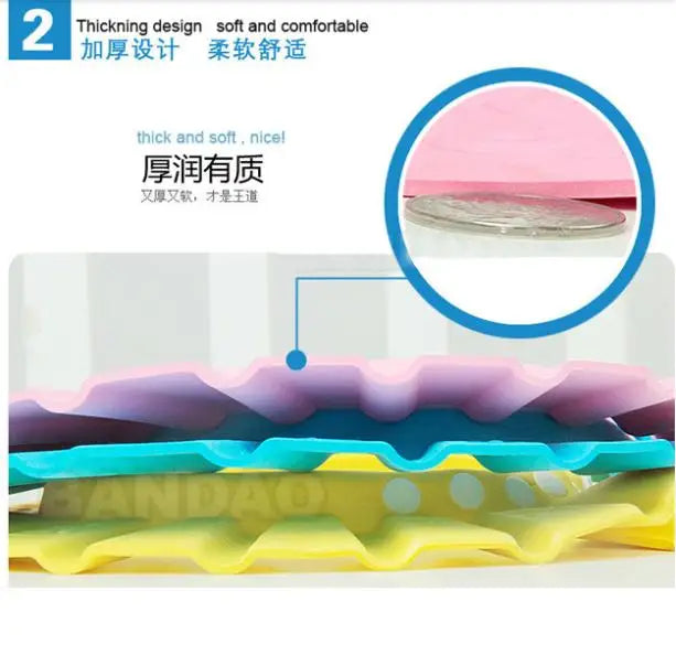 Cross-section diagram showing the thick, soft multi-layer material of the shower cap
