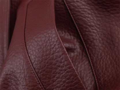 Chaqueta de cuero sintético con cremallera para mujer Guobioziy