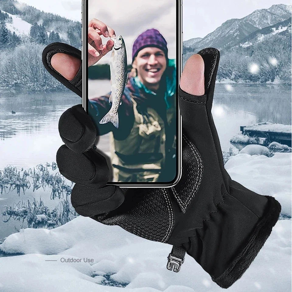 Flip-Finger Fishing Gloves – Fleece-Lined Touchscreen Winter Gloves