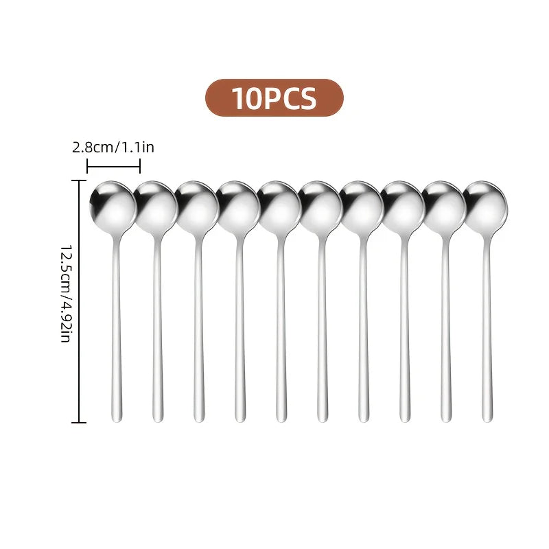 10-Piece Stainless-Steel Coffee & Dessert Spoon Set
