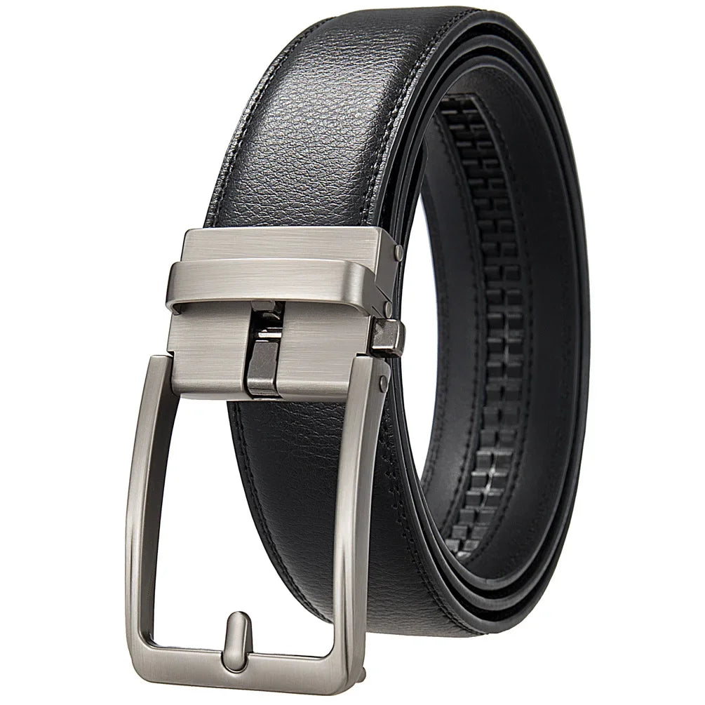 Men's Leather Click Belt – Automatic Buckle, Sizes up to 170 cm