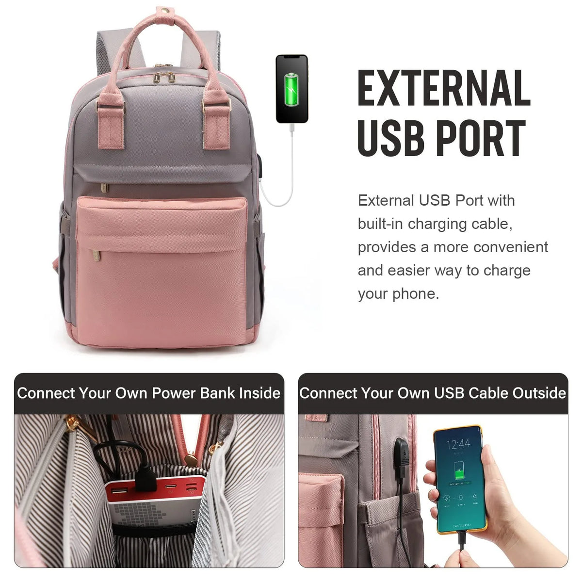 14"-15" Laptop Backpack with USB Charging Port - Tear-Resistant Business Daypack