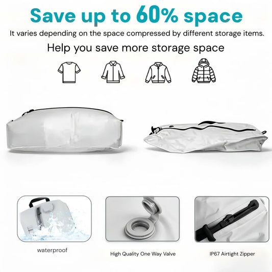 Travel Vacuum Storage Bag with Electric Air Pump | IP67 Airtight Compression Bag, 17L