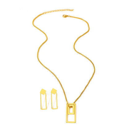 Minimalistisches Edelstahl-Schmuckset für Damen – Geometrisches Hohldesign, Elegantes Bankettgeschenk