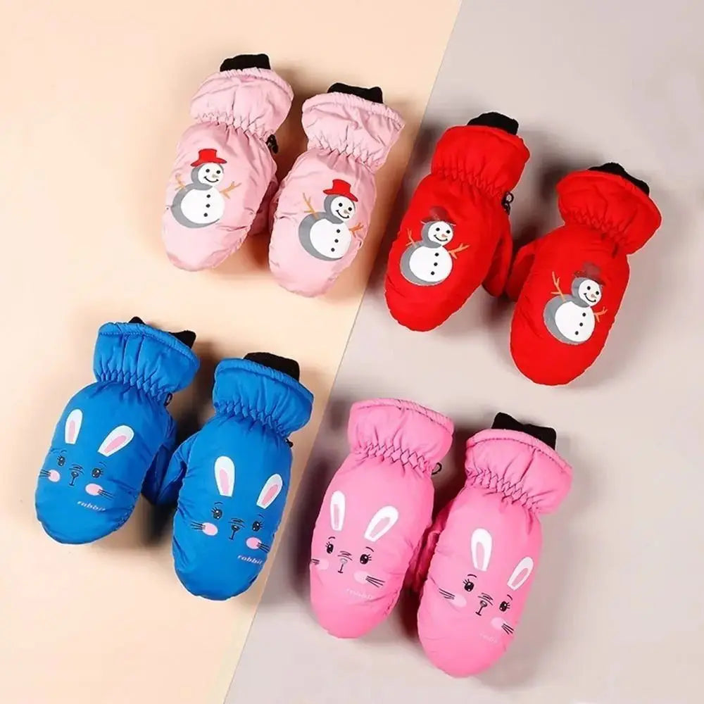 Kids' Snowman Ski Mittens – Warm Windproof Snow Mittens (Ages 2–5)