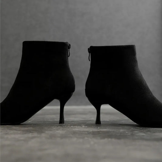 Women's Pointed-Toe Zip Ankle Boots with Slim Heels