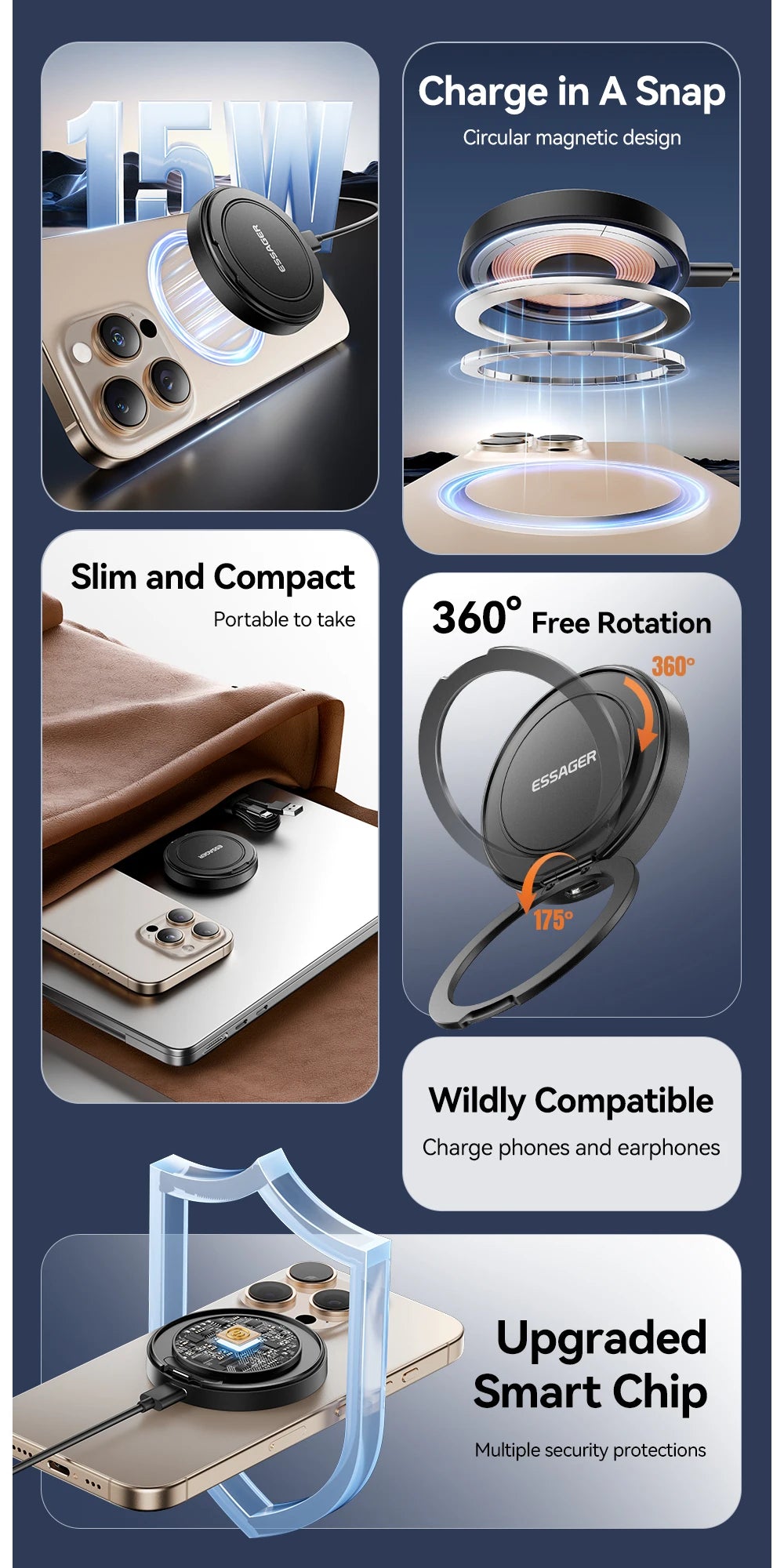 Essager 15W Magnetic Wireless Charging Stand for iPhone