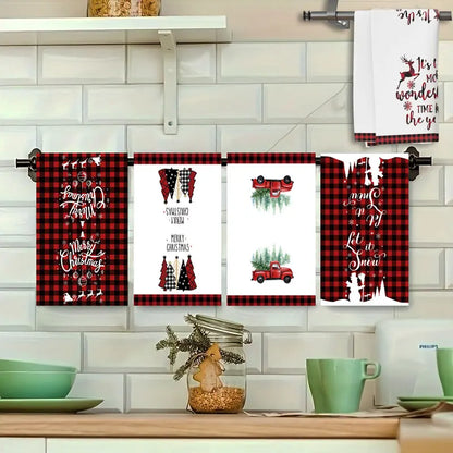Christmas Kitchen Towels – Set of 5, Soft & Absorbent
