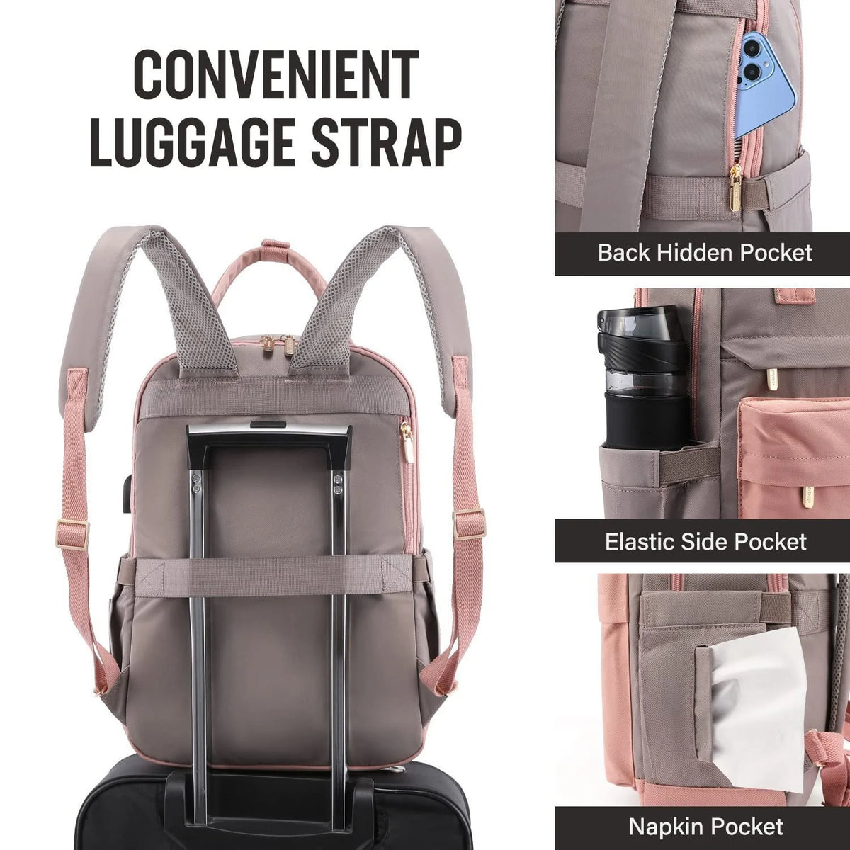 14"-15" Laptop Backpack with USB Charging Port - Tear-Resistant Business Daypack