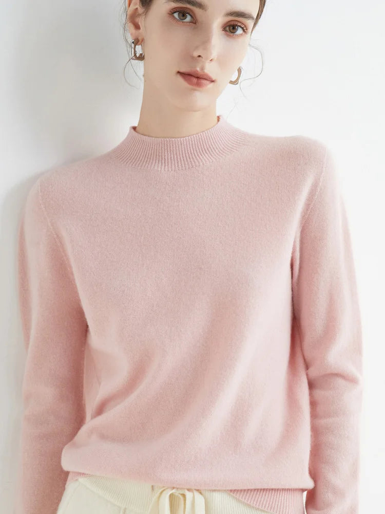 Women's Mock Neck Knit Sweater – Soft Basic Pullover