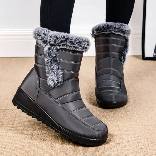 Women's Plush-Lined Zip Winter Ankle Boots