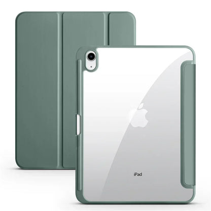 Green tablet case with clear back on a white background