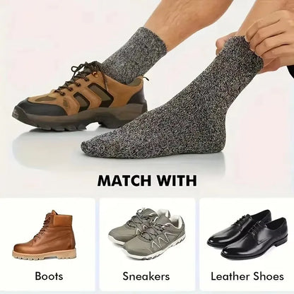 Men's Thick Winter Socks – Warm Terry-Lined Crew Socks, 3 or 5 Pairs