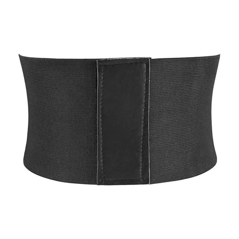 Women's Wide Elastic Corset Belt – Faux Leather Lace-Up Waist Belt