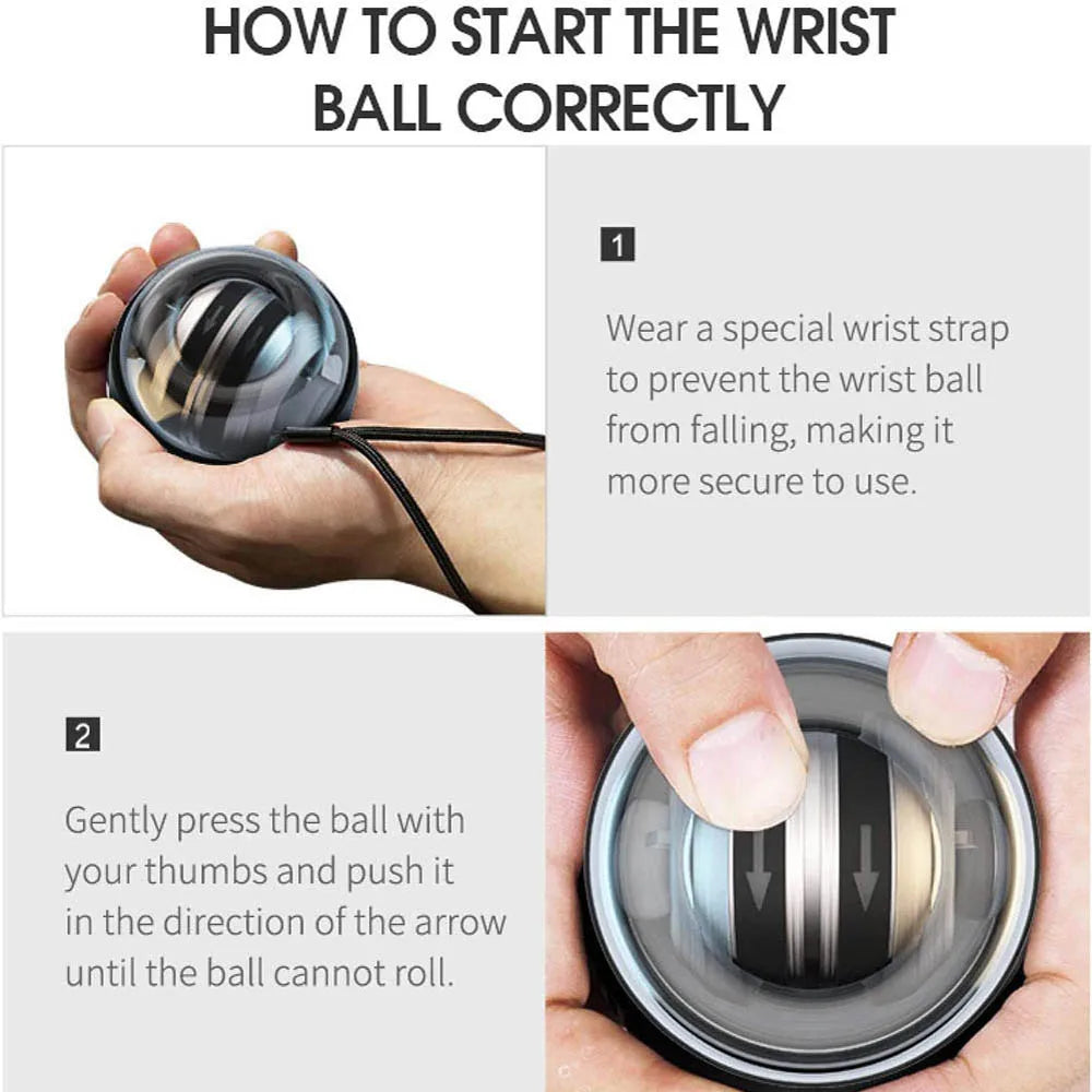 Wrist Power Wrist Hand Ball Auto-Start Grip Ball Strengthener Gyroscopic Arm Gyro Hand Ball Home Fitness Forearm Exerciser
