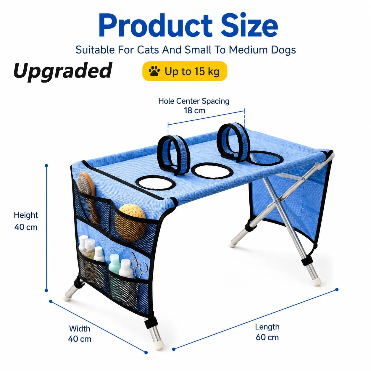 Table de toilettage portable pour animaux de compagnie Station de bain pliable pour chiens Établi de toilettage pour chats Hauteur réglable Outil de coupe de poils et de griffes