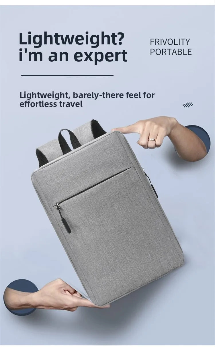 Minimalist Commuter Laptop Backpack - Solid Colour Large Capacity Business Bag
