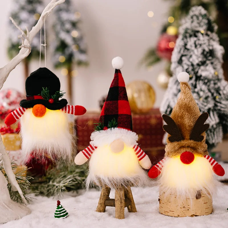 Light-Up Christmas Gnome Plush Ornament – LED Santa Gnome Decor