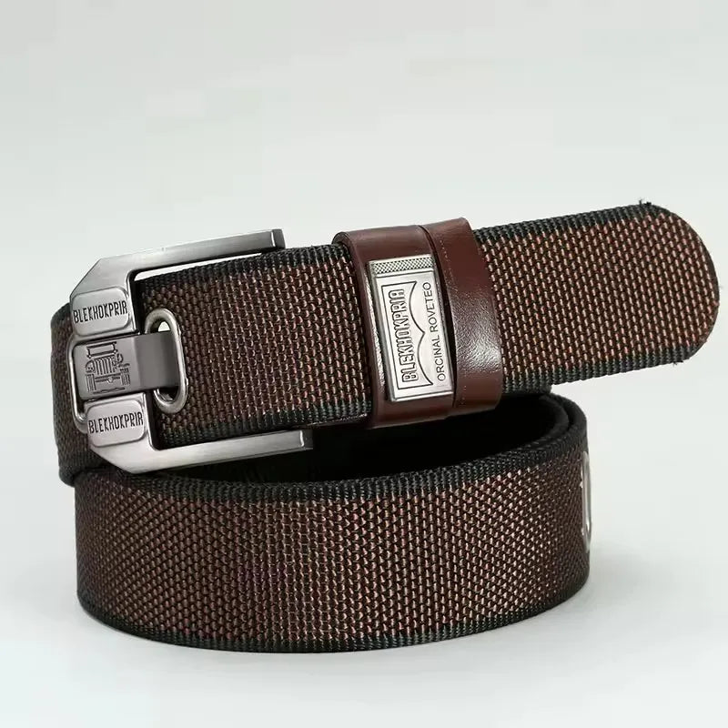 Men's Retro Canvas Belt – Pin Buckle Casual Belt, 120 cm