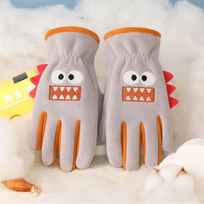 Kids' Plush Five-Finger Winter Gloves – Ages 6–12