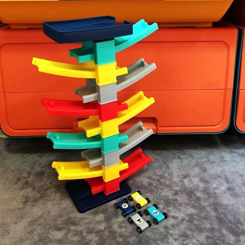 Race Track Car Ramp Toy – Gliding Rail Racing Set for Toddlers