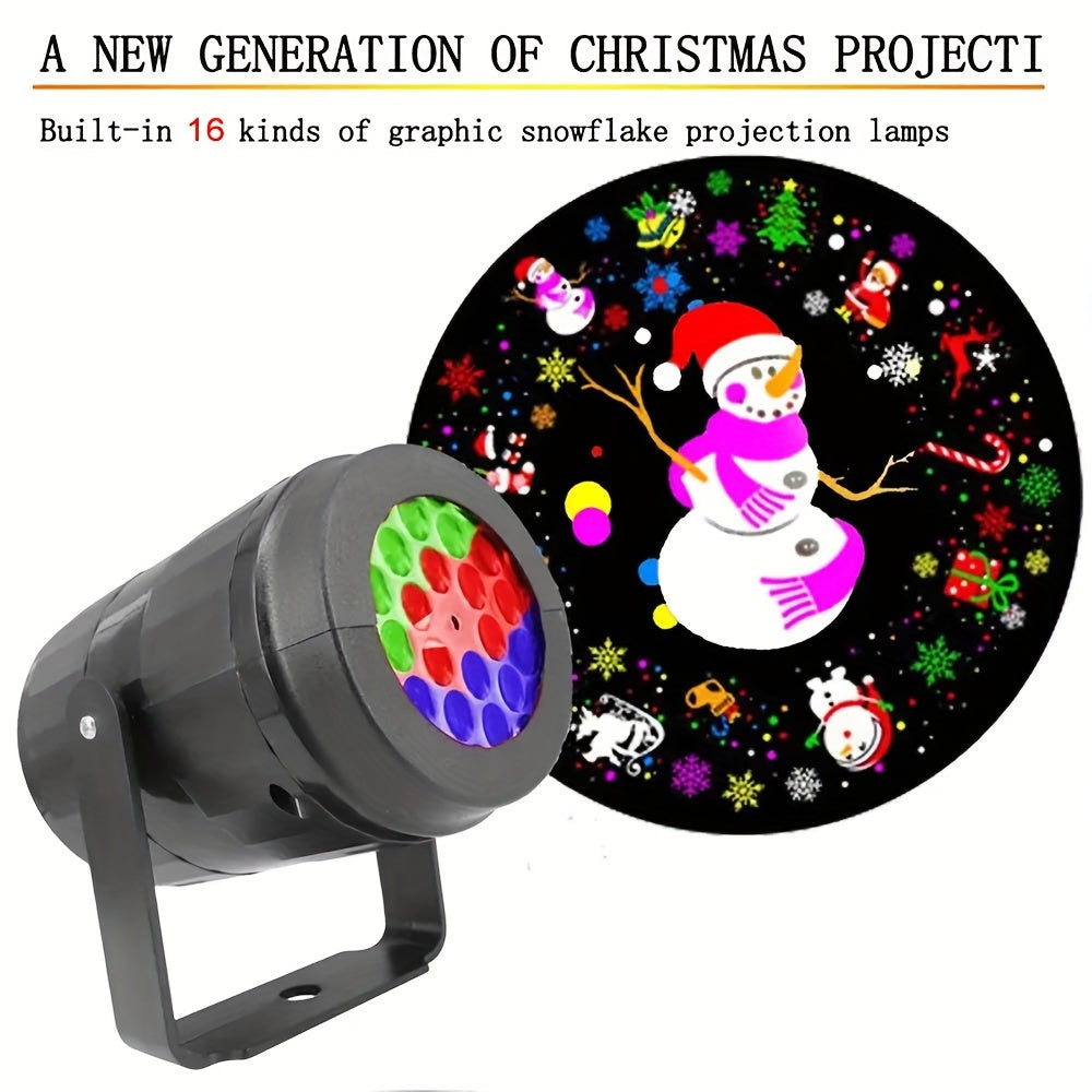 Snowflake Christmas Projector Light – 16 Rotating Holiday Patterns